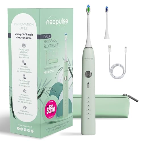 Brosse à dents électrique sonique NEOPULSE NEOSONIC® l'élégance d'un design vert épuré