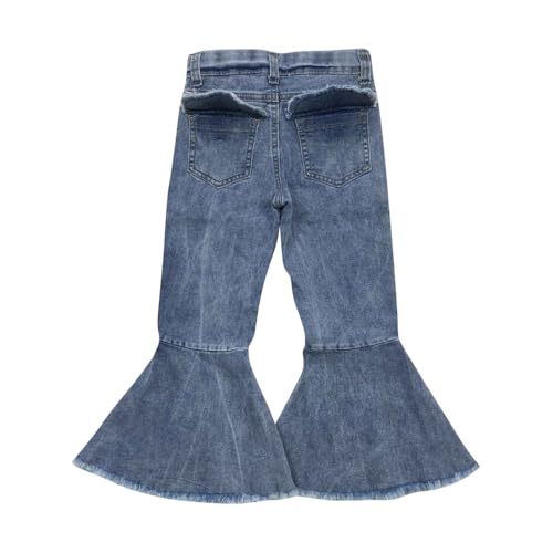 Todder P0325 Bleached Pockets Blue Jeans Girl Jeans Bell Bottom