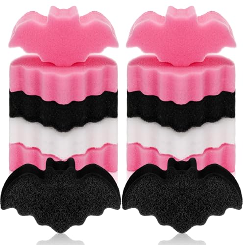 Image of Tioncy 12 Pack Bat Kitchen Sponges Bulk Dual Sided Scrubber Sponges Dishwashing Non Scratch for Bat Kitchen Accessories Dish Scouring Black, White, Pink
