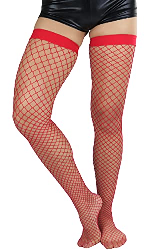 Image of ToBeInStyle Women's Vibrant Large Net Fishnet Thigh High Elastic Nylon Novelty Stockings