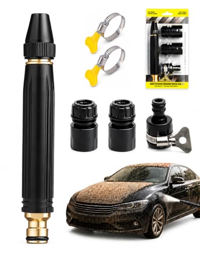 Heavy Duty Adjustable Twist Hose Nozzle Jet Sweeper Nozzle - 2026 Adjustable Metal Nozzle Garden Hose Sprinkler Powerful High-Pressure Water Gun for Car Cleaning Driveway Cleaning (1PCS)