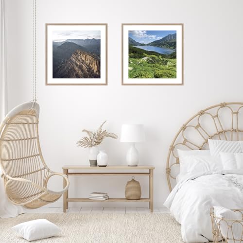 Image of JCJMY 24x24 Picture Frame Rustic Brown with 20x20 Mat, Display Photo 20x20 with Mat or 24 x 24 Without Mat, Wall Hanging Large 24x24 Poster Frame with Shatter Resistant Plexiglass, Rustic Brown