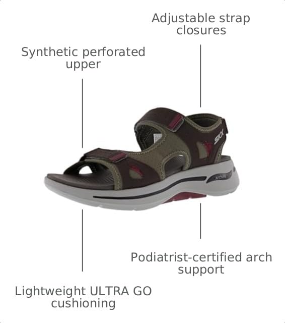 Image of Skechers Men's Go Walk Arch Fit - Mission II Sandal, Olive, 9M