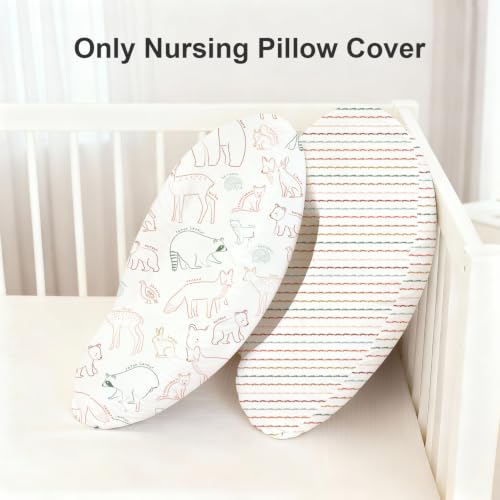 Image of Little Grape Land Nursing Pillow Covers 2 Pack, Soft & Breathable Removable Breastfeeding Pillows Covers for Feeding Pillows, Nursing Pillow Slipcover for Baby Girls Boys, (Fun)