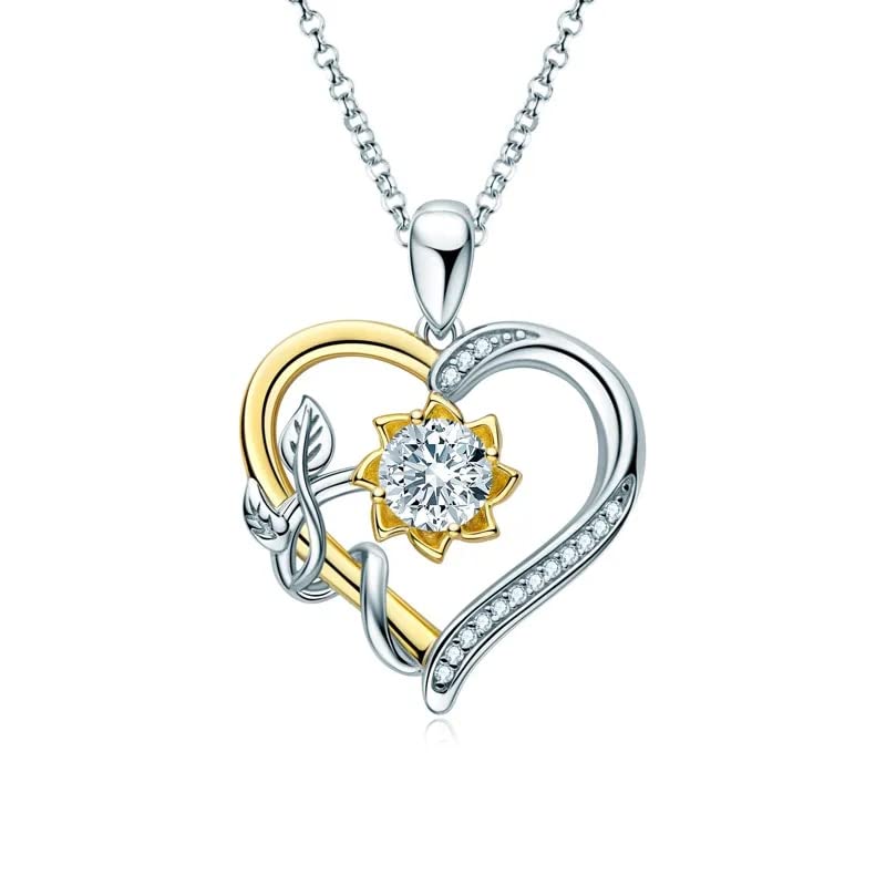 Colliers moissanite pour femmes argent S925 véritable et pendentif tournesol mariage