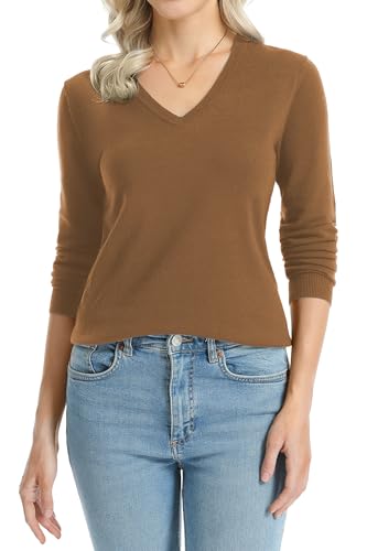 Image of QUALFORT Women's Sweaters Long Sleeve Soft Lightweight Basic Knitted Pullover Sweater