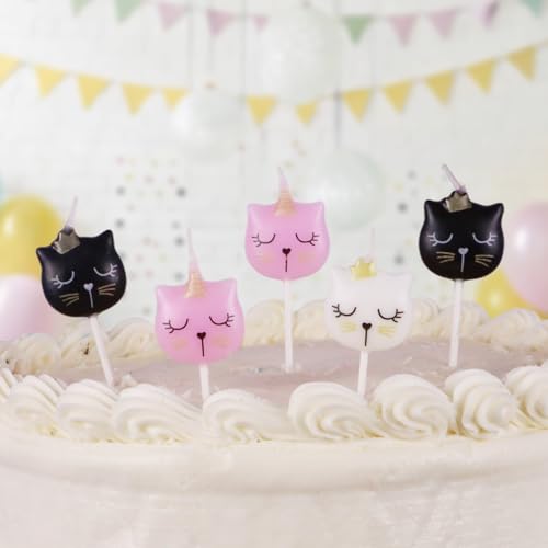 Cat Princess Birthday Candles Set of 5 Cat Shaped Cake Toppers 3 Tall