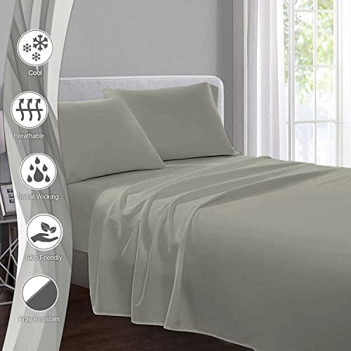 Pizuna Pure Combed Cotton Double Flat Sheet Silver, 600 Thread Count Long Staple Brushed Cotton Flat Sheets Double - Image 2
