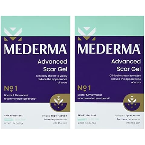 Mederma Advanced Scar Gel 1x Daily Reduces The Appearance of Old New Scars #1 Doctor Pharmacist Recommended Brand for Scars 1.76oz, Clear, 100g (2x50g)