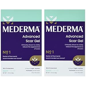 Mederma Advanced Scar Gel, Treats Old and New Scars, Reduces the Appearance of Scars from Acne, Stitches, Burns and More 1.76oz, Clear, 100g (2x50g)