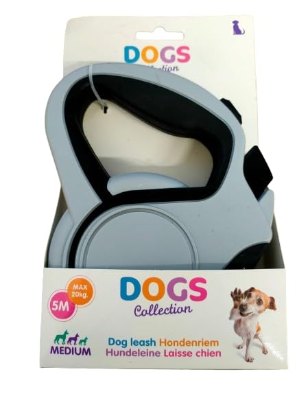 Correa para perros extensible – gris claro – 5 m hasta 20 kg