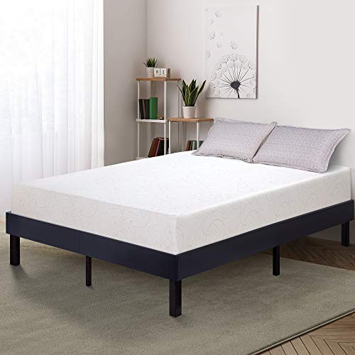 Olee Sleep 14 Inch Wood Platform Steel Slat Support，Modern Black，King Size Bed Frame