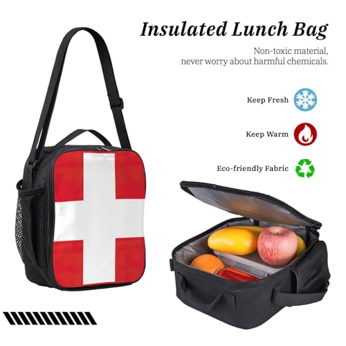 Sac à dos drapeau suisse EdWal avec trousse et sac repas