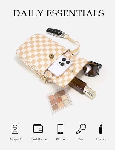 Image of Yarnic Small Crossbody Bag, Vegan Leather Cell Phone Purse for Women, Vintage Wallet Bag with Card Slots