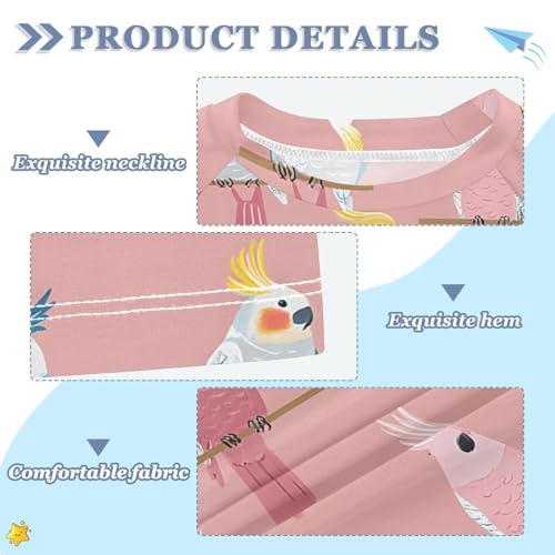 ALAZA Kids Rash Guard Girls Toddler Swim Shirts Short Sleeve Parrot Cute UPF 50+ 3T3