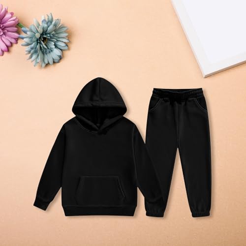 Kids Plain Tracksuit Set Pullover Sweat Suits for Boys Girls 2-Piece Sweatshirt and Jogger Pants Athletic Clothes3