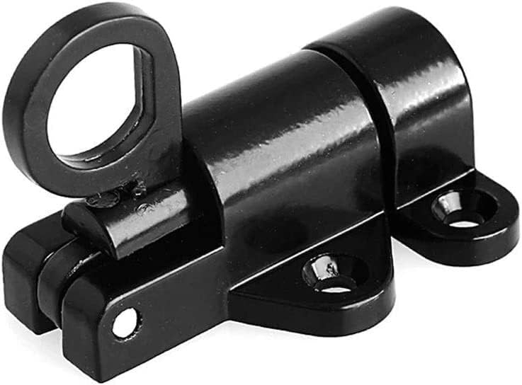 Slide Latch,Gate Bolt Lock,Bolt Sliding Door Lock, Aluminum Door Latch Lock Window Gate Security Pull Ring Spring Bounce Door Bolt Safety Latch Hasp Sliding Lock Black