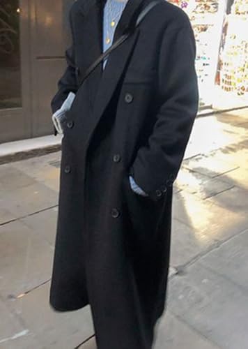 chouyatou Women's Winter Business Casual Wool Coat Double Breasted Mid Long Trench Coat Overcoat2
