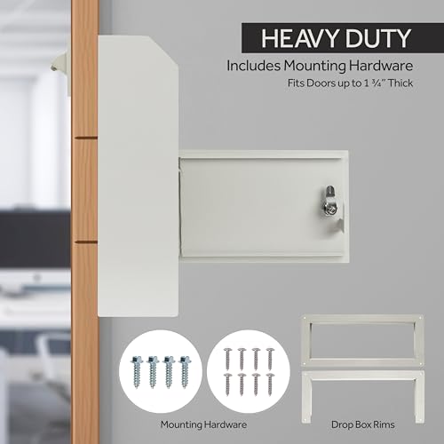 Image of Durabox Through-The-Door Drop Box Deposit Safe 12 x 6 x 15 - Heavy Duty Steel Mailbox with Lock for Receiving Mail, Checks, Letters, Cash and More for Home, Office and Commercial Use (D500) (Gray)