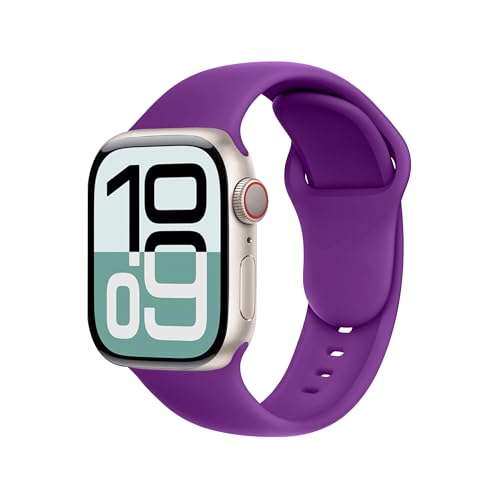 Bracelet Apple Watch Series 11 10 finition premium violet reine silicone durable