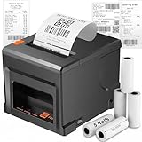 Fuhuihe 80mm POS Quittungsdrucker mit Auto-Cutter, 300mm/s USB Thermo Bondrucker, für Restaurant & Küche mit Lautsprecher-Signal, ESC/POS kompatibel (Windows/Mac/Linux)