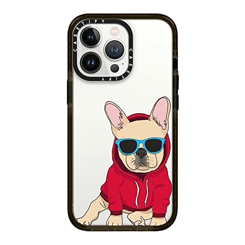 CASETiFY �C���p�N�g�P�[�X iPhone 13 Pro - Hipster Frenchie Fawn - �N���A �u���b�N