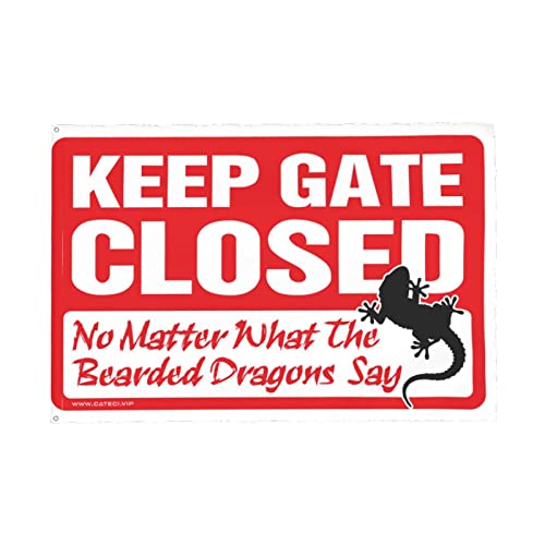 Drapeau Bearded Dragon Keep Gate Closed pour passionnés de reptiles