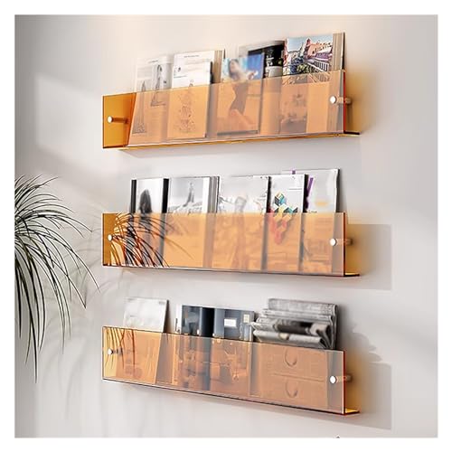 ZXDTVFGN Estantería de acrílico Transparente para Pared, Ideal para el hogar y la Oficina, con 2 portafolletos Colgantes Grandes y pequeños, Ideal para áreas de recepción (Azul/Naranja, Tam