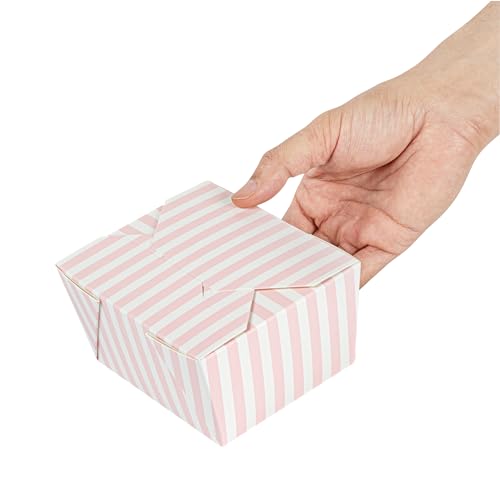 Restaurantware RWA0146PW-50 Bio Tek 5.1 X 4.1 X 2.6 Inch Food Containers, 50 Durable Takeaway Boxes - Disposable, Striped, Pink And White Paper 30 Ounce Takeout Boxes, Rectangle thumb #13