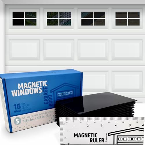 Strong & Glossy Magnetic Garage Door Windows (Size Small) - Looks Like Real Window Panels/Faux Panes - Easy to Align & Will Never Fall (Upgraded Magnets) | Fits 1 Car Garage | 16pcs 3.25X5.5