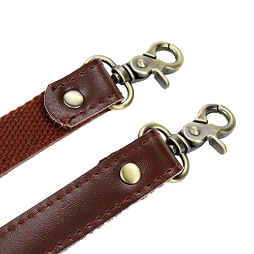 Image of 22.83-Inch Brown Leather Bag and Shoulder Strap, Set of 2