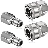 Shimeyao 2 Sets NPT 1/4 Inch Pressure Washer Coupler Quick Connect Plug Male Female 1/4 Quick Connect Fittings Pressure Washer Adapters Pressure Washer Accessories (Internal Thread)