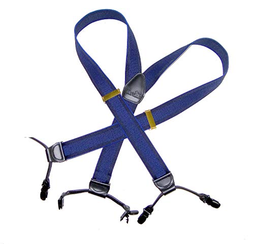Hold-Up Suspender Company Jacquard Series Suspenders In The Double-Up Style With The Usa Patented No-Slip Clips (Indigo) #TOP23