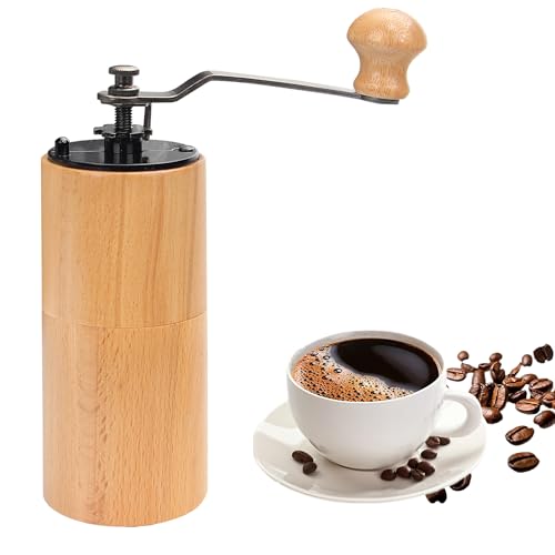 Manual Coffee Grinder, Wooden Hand Coffee Mill with Adjustable...