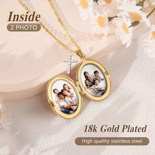 925 Sterling Silver Custom Locket Necklace with Photo, Personalized Picture Locket Necklace for Women with Birth Flower and Text, Memorial Jewelry Gifts for Her, Birthday Christmas Gifts3