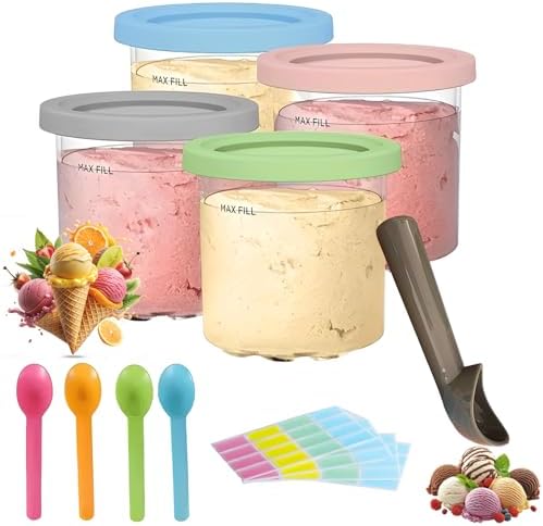 4 Pack Ninja Creami Containers Pints and Lids |16 oz Ninja Creami...
