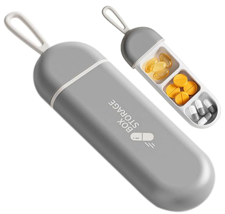 9UP® 1Pc Portable Pill Box Organizer with Silicone Hook | Travel Pill Case with Multiple Compartments | Small Pill Case for Purse or Pocket with Attached Hook (3 Compartments)-image-47