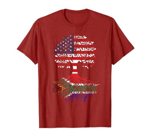 South African Roots American Grown Tree Flag T-Shirt, Men, Cranberry Red, 3X-Large