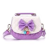 Hipiwe Little Girls Crossbody Purses for Kids - PU Leather Cute Crossbody Shoulder Bags Bowknot Children Handbag for Baby Girls (Purple+White)