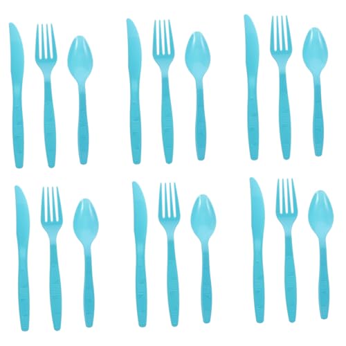 NOLITOY Birthday Party Supply 16-piece Disposable Cutlery Set Plastic Non-bendable Non-tear Non-breakable Quick Easy Party Dec