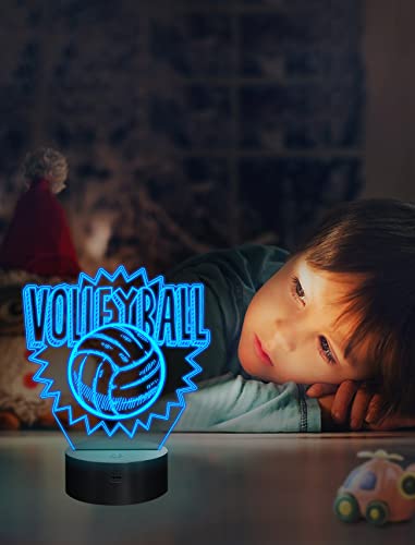 Fullosun Volleyball 3D Night Light For Kids, Children Living Room Illusion Lamp For Sport Fan Child Boy Gril With Remote Control 16 Colors Changing #TOP2