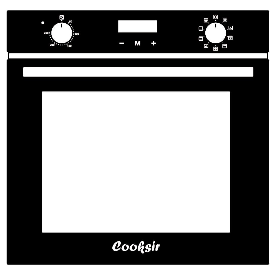 Cooksir Horno empotrable de 60 cm, 60 L, 9 funciones, temporizador electrónico de 10 horas, doble tubo superior, ventilador trasero, con accesorios, 220 V~240 V, 2800 W, con enchufe.