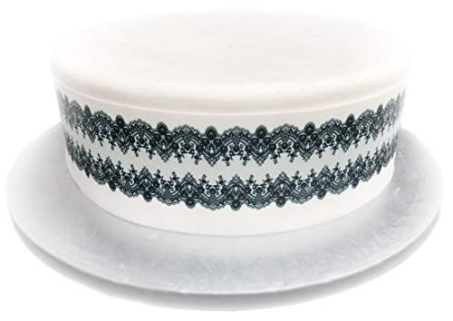 Top That Feuille de décoration comestible noire effet dentelle – Parfait pour les grands gâteaux – Facile à utiliser