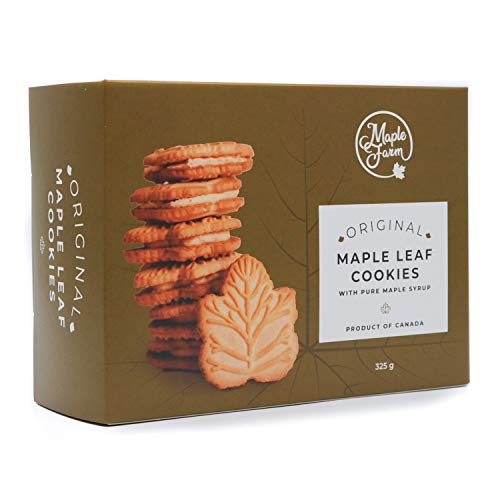 MapleFarm - Galletas al jarábe de maple – Maple leaf cookies – Producido en Canadá – 325grs