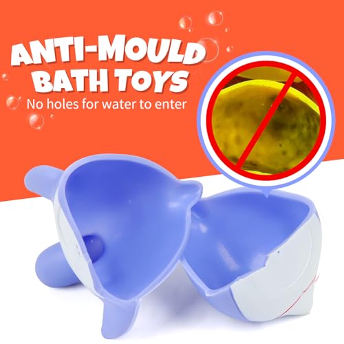 Mould Free Bath Toys - Baby Bath Toys for 1 2 3 4 Year Olds Toddler Kids, 9-Piece Set No Hole No Mould Bathtub Toys, Anti Mould Sea Animals Swimming Pool Water Toys - Image 4
