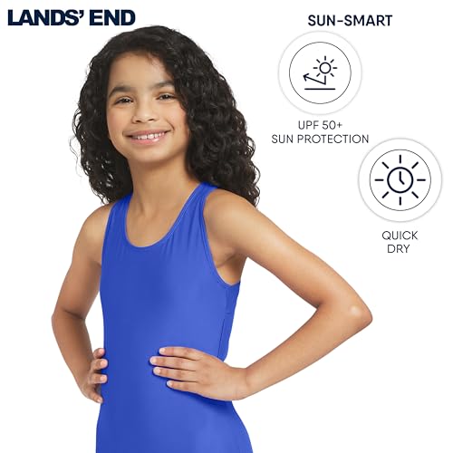 Image of Lands' End Girls' UPF 50+ Stretch Crisscross Back One Piece Swimsuit