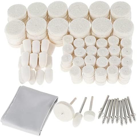 153Pcs Wool Felt Polishing Pad Grinding Head Buffing Wheel Accessories,Point & Mandrel 1/8" Shank Kit Polishing Wheels Rotary Tool Accessories for Wood Metal Glass Jewelry Cover