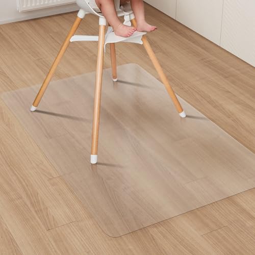 Image of ZPAI Clear Plastic Area Mat for Under High Chair, 3'×5' Large No Slip Waterproof Vinyl Floor Mat for Home, Anti-Spill Hard Floor Protector, Easy Clean Splat Mat