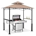 ABCCANOPY 8'x 5' Grill Gazebo Canopy - Outdoor BBQ Gazebo Shelter with LED Light, Patio Canopy Tent for Barbecue and Picnic (Khaki)