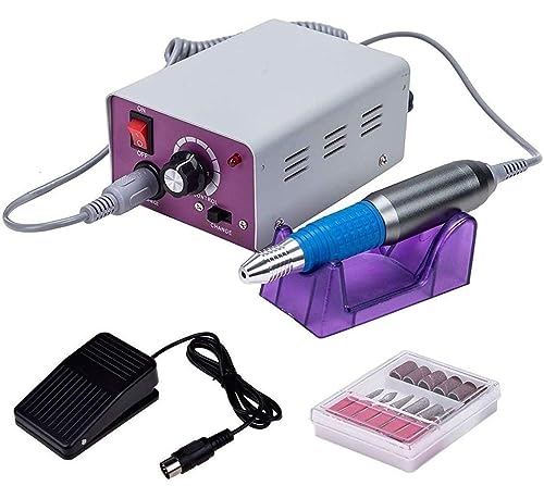 Torno Profesional pulidora para uñas Manicura y Pedicura 30.000 RPM fresadora para eliminar esmalte semipermanente, gel acrílico, limar, modelar 6x brocas 6xBandas de lijado.